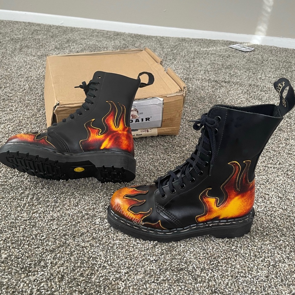 NEW Tredair Made in England Flame Fire Combat Boots 90s UK 5 US 7 MIE Vintage - Picture 4 of 13